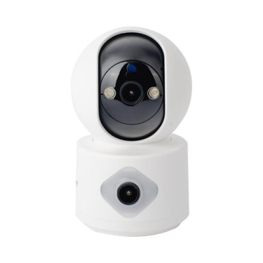 [SMARTHOMEBYEPCOM_SCAM3DB] SMARTHOME BY EPCOM Camara doble lente 3mp| Wifi| autoseguimiento| Detección de movimiento| audio de 2 vias| almacenamiento hasta 128GB