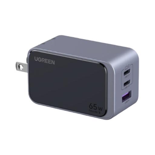 [UGREEN_45223] Ugreen Cargador de 65W serie Nexode S | 3 Puertos de Carga Rápida | 2 USB-C | 1 USB-A | Tecnología GaN II | PD3.0 | QC4.0 | FCP/SCP/AFC/PPS/PPS2.0 | Tecnología de Protección Térmica | Optimiza la Carga | Carcasa Ignifuga.