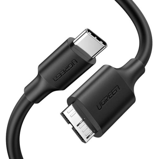 [UGREEN_20103] Ugreen Cable USB Tipo C 3.0 a Micro Tipo B | 1m |Carga Rápida | 5 Gbps | Transferencia de Datos | Blindaje Interior Múltiple | Compatible con Disco Duro Externo, Portátiles, Seagate, Nikon, Canon.