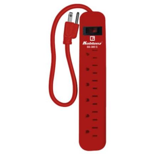 [KOBLENZ_00-5369-00-4] Koblenz Supresor Rojo Koblenz SS-300-C 300 Joules 6 Contactos Aterrizados Switch On/Off