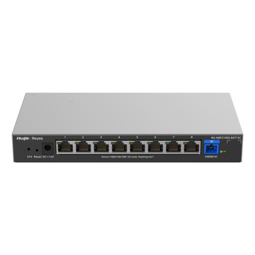 [RUIJIE_RG-NBF2100S-8GT1SC] RUIJIE e-Lighten ONU / Switch Hibrido, Capa 2 con un Puerto PON 1G y 8 Puertos Ethernet PoE+ 1G hasta 100 Clientes