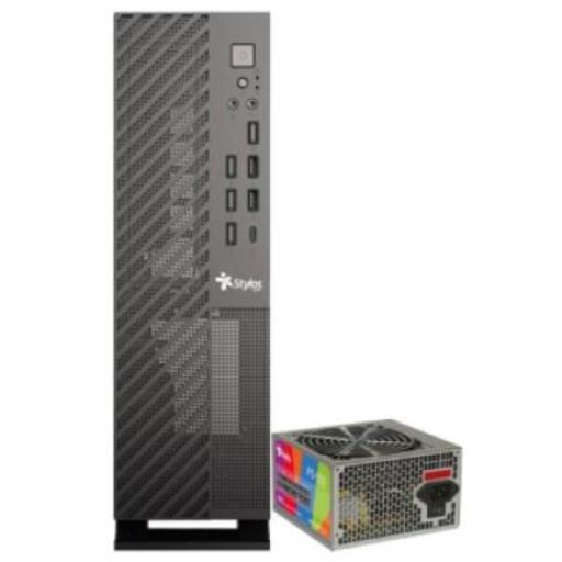 [XZEAL_STGAMN1B] XZEAL Gabinete Oficina Mince Slim ITX Stylos 4xUSB 2.0 2xUSB 3.0 1xTipo C Puerto 3.5mm con Fuente de Poder 550W