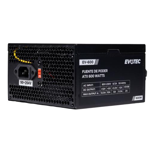 [EVOTEC_EV-600] FUENTE DE PODER EVOTEC (EV-600) 600W,24 PINES,2 SATA, FLOPPY, MOLEX, PAQUETE INDIVIDUAL