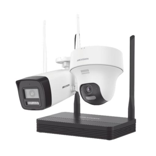 [HIKVISIONDIGITALTECHNOLOGY_NKS424W02H] Hikvision Digital Technology Kit IP Inalámbrico 4 Megapixel / NVS 4 Canales / 1 Cámara Bala Exterior + 1 Cámara Turret Interior con Lente 2.8 mm y Dual Light / Audio Bidireccional (Micrófono y Bocina) / Soporta Micro SD de 512 GB