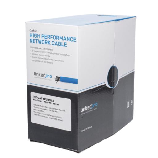 [LINKEDPROBYEPCOM_PRO-CAT-6-PLUS-V2] LINKEDPRO BY EPCOM Bobina de cable de 305 metros Cat6+, CM, CALIBRE 23 ALTO RENDIMIENTO, ETL,UL, color azul, super flexible, para aplicaciones de video vigilancia, video HD, y redes de datos. Uso interior.