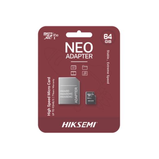 [HIKSEMIBYHIKVISION_HS-TF-C1/64G/NEO/A] HIKSEMI by HIKVISION Memoria microSD con Adaptador Ideal para Celular o Tablet / 64 GB / Multipropósito