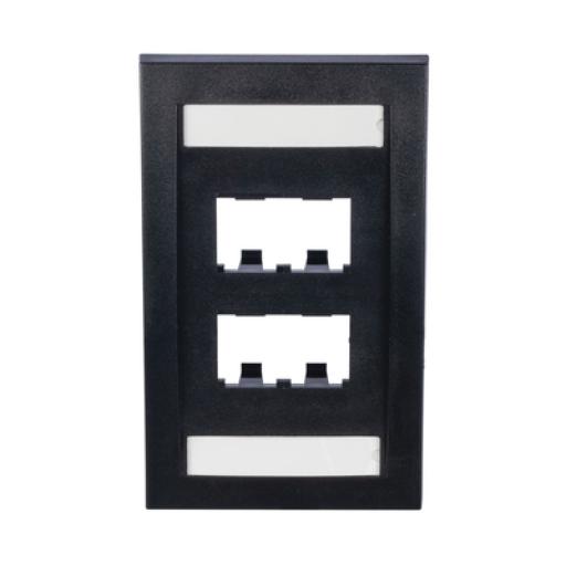 [PANDUIT_CFPE4BLY] Panduit Placa de Pared Vertical Ejecutiva, Salida de 4 Puertos Mini-Com, Con Espacios Para Etiquetas, Color Negro