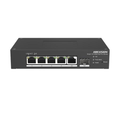 [HIKVISIONDIGITALTECHNOLOGY_DS-3T1306P-SI/HS] Hikvision Digital Technology Switch PoE  / Administrable / 4 Puertos PoE 10/100 Mbps / 1 Puerto 1000 Mbps / 1 Puertos SFP / PoE Extendido hasta 300 Metros / Conexión Remota desde Hik-PartnerPro