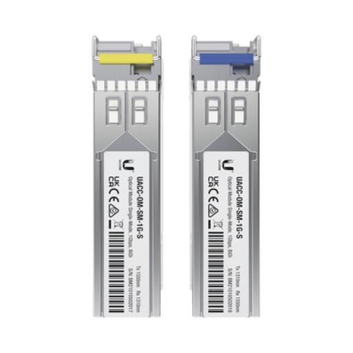 [UBIQUITIINC._UACC-OM-SM-1G-S-2] UBIQUITI INC. UFiber Módulo SFP, transceptor MiniGibic MonoModo 1.25 Gbps, distancia 3km, Simplex, un conector LC, incluye 2 tranceptores