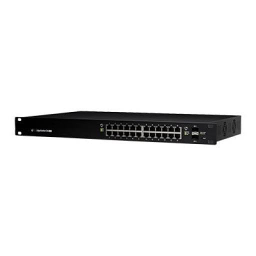 [UBIQUITIINC._ES-24-250W] UBIQUITI INC. Switch EdgeMAX administrable de 24 puertos Gigabit con PoE+/PoE Pasivo 24V + 2 Puertos SFP, 250 W