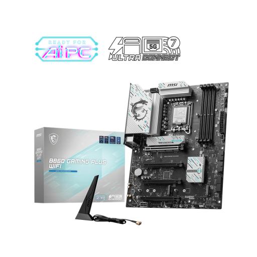 [MSI_B860 GAMING PLUS WIFI] MOTHERBOARD MSI (B860 GAMING PLUS WIFI) SOCKET 1851, 4*DDR5 8800 MHZ, HDMI, DP, 3*M.2, ATX