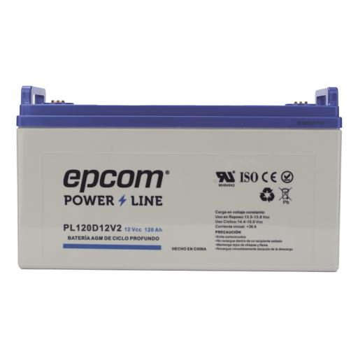 [EPCOM_PL120D12V2] Epcom Batería 12 Vcc / 120 Ah / UL / Tecnología AGM-VRLA / CICLO PROFUNDO / Para uso en aplicaciones fotovoltaicas y de emergencia  / Terminales T4
