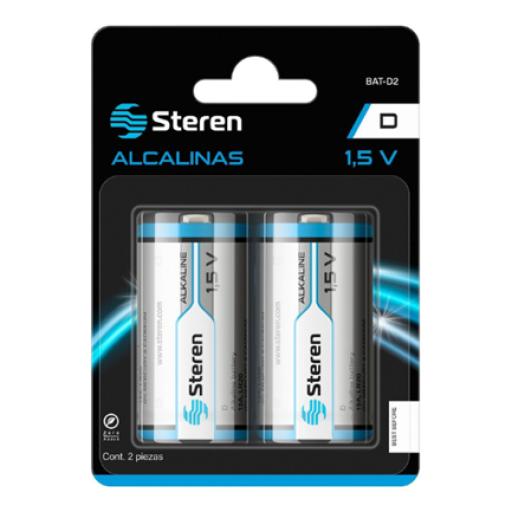 [STEREN_BAT-D2] Steren Pilas Steren Alcalinas Tipo D 1.5V C/2 Pzas