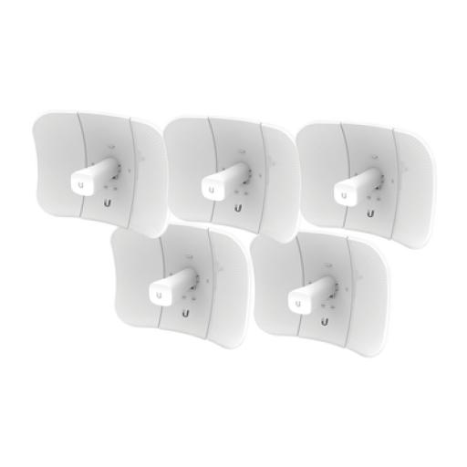 [UBIQUITIINC._LBE-5AC-GEN2-5] UBIQUITI INC. Kit de 5 LiteBeam 2x2 MIMO airMAX AC GEN2 CPE hasta 450 Mbps, 5 GHz (5150 - 5875 MHz) con antena integrada de 23 dBi