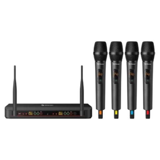 [STEREN_MIC-8040] Steren Sistema de 4 Micrófonos Steren Inalámbricos UHF c/Selección Auto 10dBm