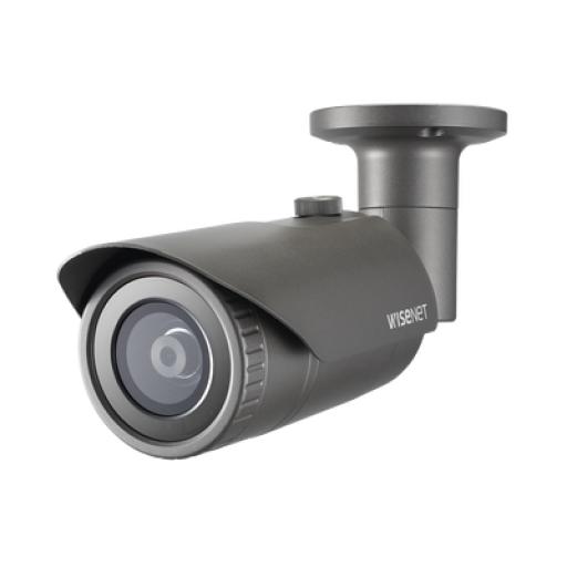 [HANWHA_QNO-6012R] Hanwha Cámara IP Tipo Bala Antivandálica 2 Megapíxel / Lente 2.8mm / IR 20M / WDR 120db / IP66 / H.265 & WiseStream