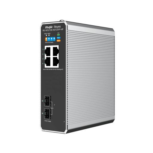 [RUIJIE_RG-NIS2100-4GT2SFP-HP] RUIJIE Switch Industrial PoE hasta , Ideal para temperaturas Extremas y protección contra descargas, 1 x PoE++ Port, 3 x PoE+ Ports, and 2 x SFP Uplink Ports
