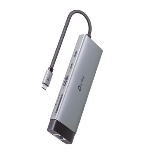 [TPLINK_UH9120C] TPLINK Adaptador HUB 9 en 1, 1 puerto USB-C entrada, 1 puerto HDMI 4K, 1 puerto Ethernet Gigabit, 1 puerto SD y MicroSD, 1 puerto USB-C y 3 puertos USB-A