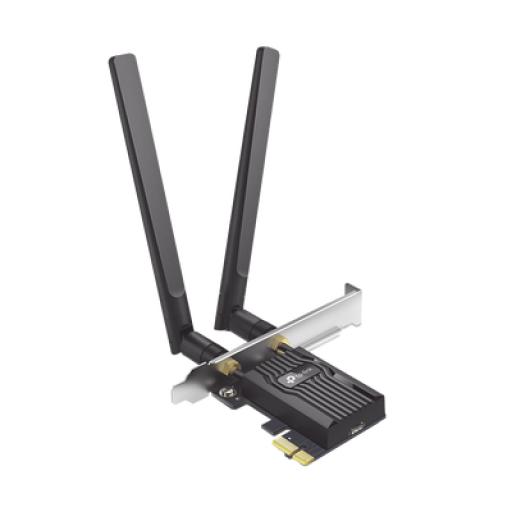 [TPLINK_ARCHER-TX55E] TPLINK Adaptador PCIe inalámbrico doble banda AX3000 Mbps / Seguridad Inalámbrica WPA3 /Antena de alta ganancia / Tecnología MU-MUMO 2X2 / Soporte de perfil bajo y Altura completa / Bluetooth 5.2