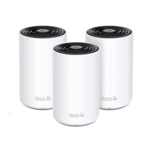 [TPLINK_DECOXE75-3PACK] TPLINK Kit 3 Routers Inalámbricos MESH Interior para Hogar / Doble Banda Wi-Fi 6E AX5400 Mbps / 3 Puerto Gigabit WAN/LAN / 4 Antenas Internas / Administración Mediante la App Deco (iOS, Android) / Protección HomeShield