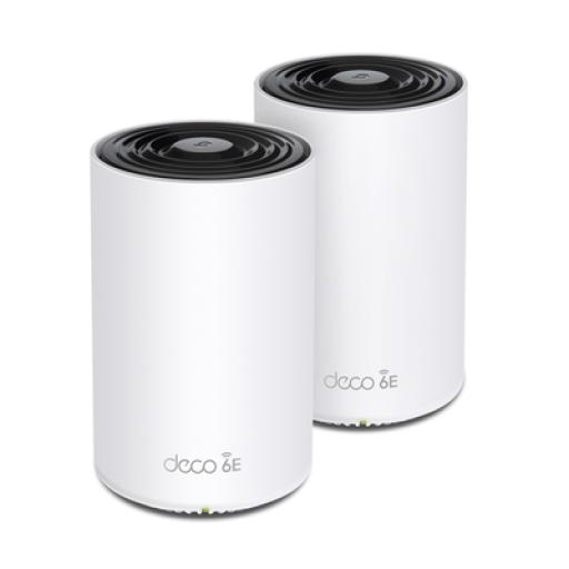 [TPLINK_DECOXE75-2PACK] TPLINK Kit 2 Routers Inalámbricos MESH Interior para Hogar / Doble Banda Wi-Fi 6E AX5400 Mbps / 3 Puerto Gigabit WAN/LAN / 4 Antenas Internas / Administración Mediante la App Deco (iOS, Android) / Protección HomeShield