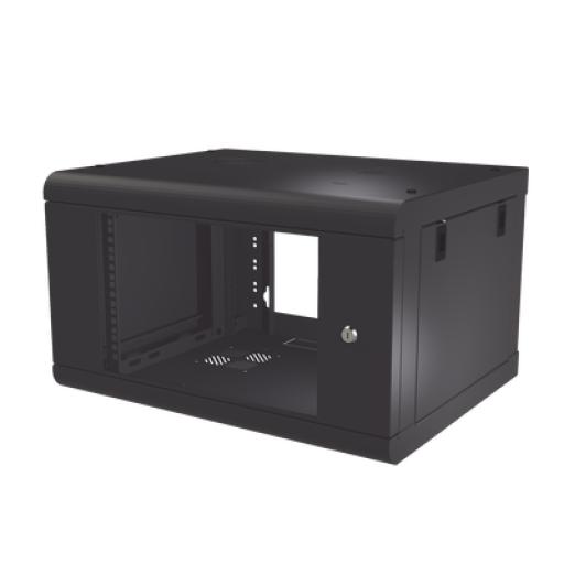 [LINKEDPRO_SR-1906-LH2G] Linkedpro Gabinete de Pared de 6U con Puerta de Cristal Templado, 479.5 mm de Profundidad, Rack de 19'', Acero Reforzado Color Negro.