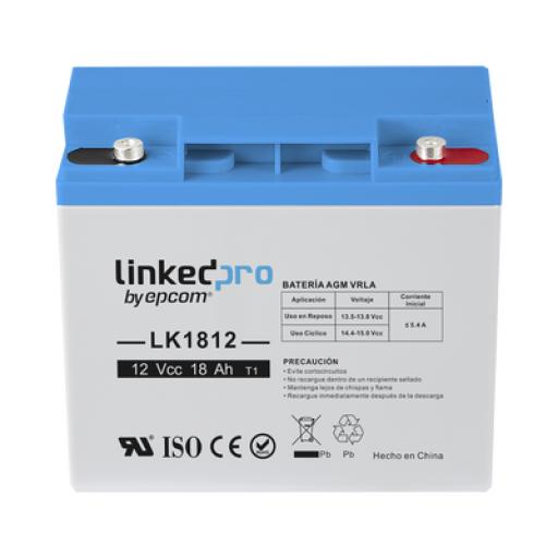 [LINKEDPROBYEPCOM_LK1812] LINKEDPRO BY EPCOM Batería 12 Vcc / 18 Ah / UL / Tecnología AGM-VRLA / Para uso en equipo electrónico, Alarmas de Intrusión / Incendio/ Control de acceso / Video Vigilancia / Terminales T1 .