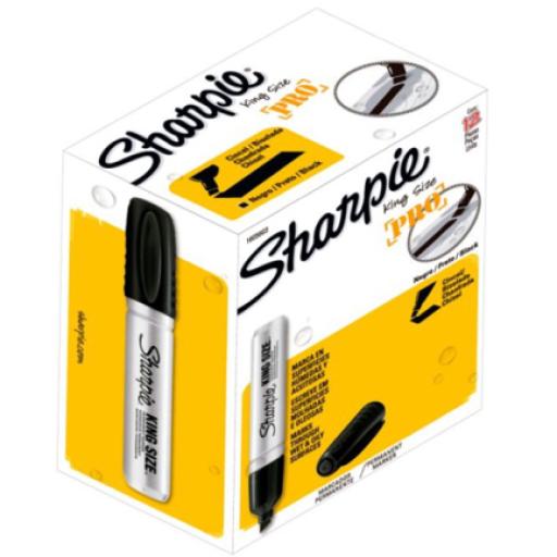 [BEROL_1805603] Berol Marcador Permanente Sharpie King Size Negro Punta Cincel C/12 Pzas