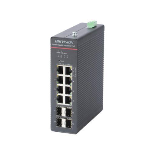 [HIKVISIONDIGITALTECHNOLOGY_DS-3T1512HP-SI-8P4F] Hikvision Digital Technology Switch Industrial Administrable Gigabit / 4 Puertos Gigabit PoE+ (90 W) + 4 Puertos Gigabit PoE+(30 W) / 4 Puertos Gigabit SFP / 300 W Total / 48 a 57 VCD / Ideal para Proyectos / 300 Metros de Distancia