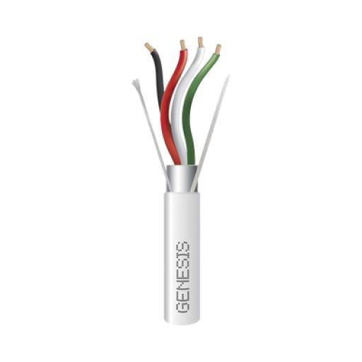 [GENESIS_2204-1101] GENESIS Bobina de 305 M de Cable 4 x 22 AWG BLINDADO / RISER / Color Blanco / Para Aplicaciones de Audio, Seguridad y Control