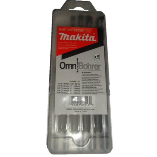 [MAKITA_D-37029] Makita Juego de 5 Pzas. de Broca para Concreto con Punta de Carburo (3/16", 1/4", 5/16", 3/8" y 1/2")