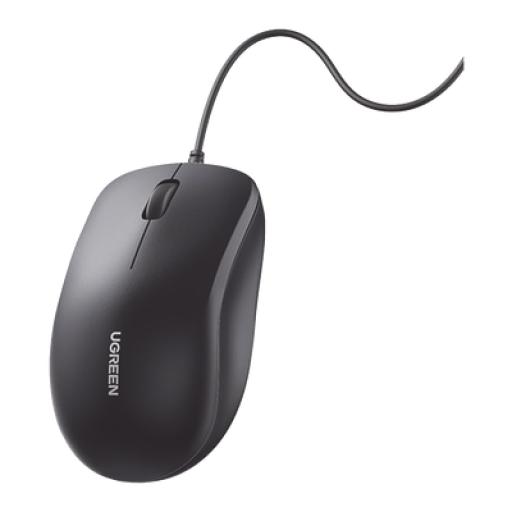 [UGREEN_90789] Ugreen Mouse Óptico USB | Cable USB de 1.5 metros | 3 Botones | 1200DPI | Diseño Ergonómico | Silencioso | Color Negro | Windows / MacOS / Linux / Chrome y otros | También Compatible con  DVR / NVR.