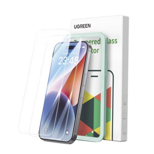 [UGREEN_45973] Ugreen Protector de pantalla UGREEN HD con marco de instalación para iPhone 16 Pro (paquete de 2)