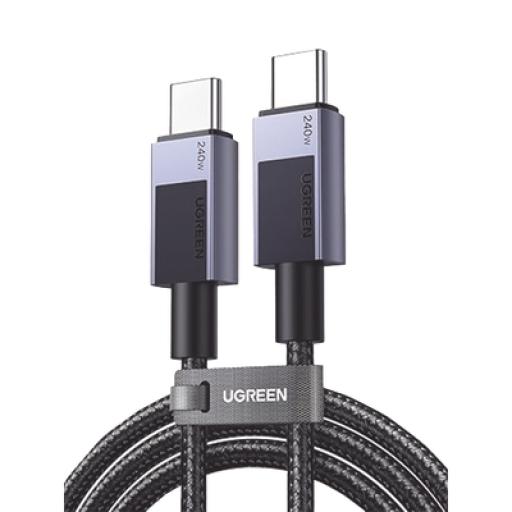 [UGREEN_45067] Ugreen Cable USB-C USB-C | 1m | PD3.1 | 240W | Carga Rápida | 480 Mbps | Chip E-Maker | Caja de Aluminio | Nylon Trenzado | Compatible con Macbook Pro Air, iPhone 16/15 Plus Pro Max, Galaxy S24 Ultra, Pixel 9/8 Pro, etc. 