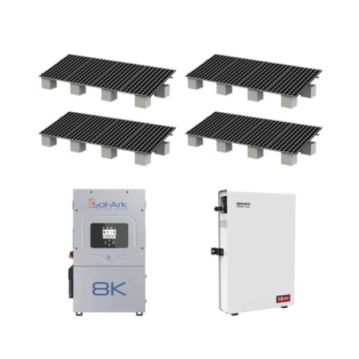 [SOL-ARK_KITHYBRID8KSOL] SOL-ARK Kit Hibrido con Interconexión a la Red Eléctrica de CFE de 8 kW con Salida de 220 Vca y respaldo de 10 kWh en batería de LiFePO4
