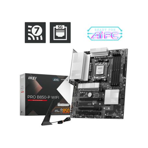 [MSI_PRO B850-P WIFI] MOTHERBOARD MSI (PRO B850-P WIFI) SOCKET AM5, 4*DDR5 8200 MHZ, HDMI, 3*M.2, ATX