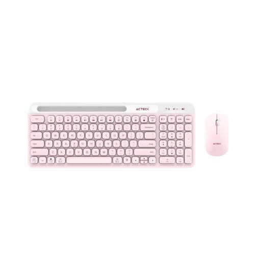 [ACTECK_AC-936279] KIT TECLADO Y MOUSE INALAMBRICO ACTECK (AC-936279) SILK MK720,RF USB,BT,4000 DPI,100 TEC,ROSA