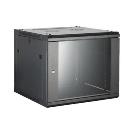 [HIKVISIONDIGITALTECHNOLOGY_DS-XS6406-S/B] Hikvision Digital Technology Gabinete para Montaje en Pared/ Piso, con Puerta de Cristal Templado, Cuerpo Fijo, con 6 Unidades de Rack, de 19in, Fabricado en Acero