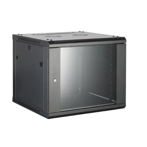 [HIKVISIONDIGITALTECHNOLOGY_DS-XS6409-S/B] Hikvision Digital Technology Gabinete para Montaje en Pared/ Piso, con Puerta de Cristal Templado, Cuerpo Fijo, con 9 Unidades de Rack, de 19in, Fabricado en Acero