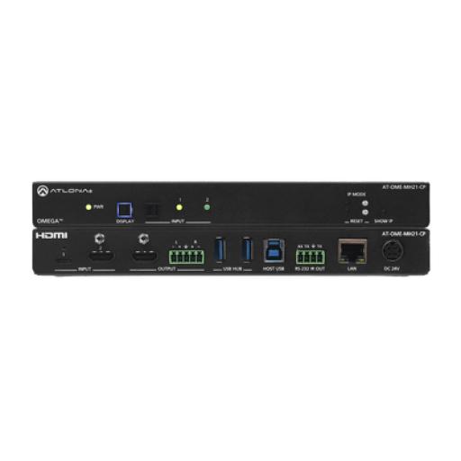 [ATLONA_AT-OME-MH21-CP] ATLONA Matriz de dos entradas con entradas USB-C y HDMI, además de concentrador USB y carga de dispositivos