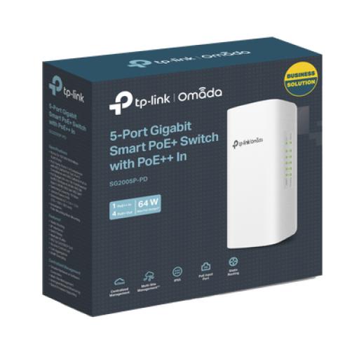 [TPLINK_SG2005PPD] TPLINK Switch PoE Omada Para Exterior / 1 Puerto PoE++ IN 802.3 af/at/bt / 4 Puertos PoE+ OUT Gigabit / Adminstración Centralizada Omada