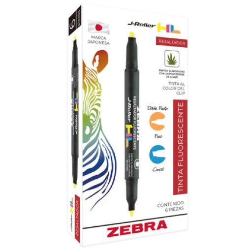 [ZEBRA_300NJACNC006] Zebra Resaltador Zebra Jroller HL Doble punta color naranja caja c/6