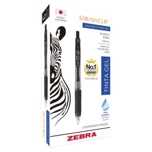 [ZEBRA_808AZLFNC006] Zebra Boligrafo Zebra Sarasa Clip rollerball retractil punto fino 0.5 tinta gel color azul caja c/6