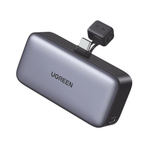 [UGREEN_35338] Ugreen Power Bank 5000mAh | Conector USB-C Incorporado | 22.5W  | Carga Rápida | Soporte Integrado | Pantalla Led | Compacto  y Portatil | Compatible con iPhone 16 15 iPad Pro Galaxy Pixel..