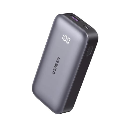 [UGREEN_25185] Ugreen Mini Power Bank 30W  | 10 000 mAh |  2 Puertos PD3.0, USB C+A | Carga Rápida | Pantalla Digital | Compatible con iPhone 16 Pro Max/15/14, MacBook Air, iPad, Galaxy S24 Ultra, | Color Negro.