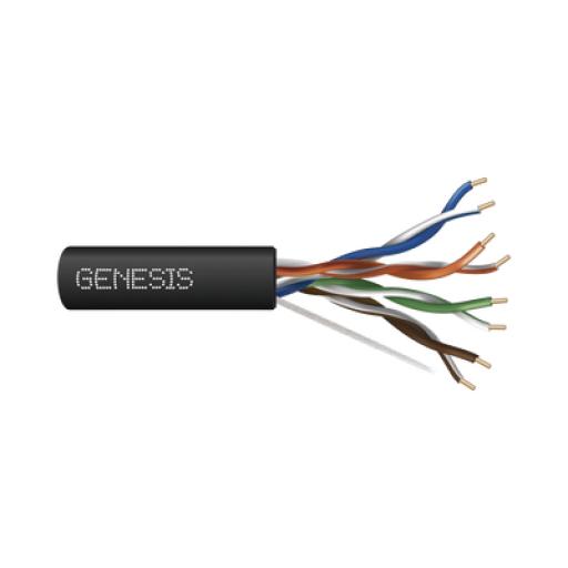 [GENESIS_6360-1108] GENESIS Bobina de Cable de 305 Metros UTP Cat6 RISER / Color Negro / UL, CMR SPNLS, Probado a 350 Mhz / Para Aplicaciones de CCTV, Redes de Datos, IP megapixel, Control RS485