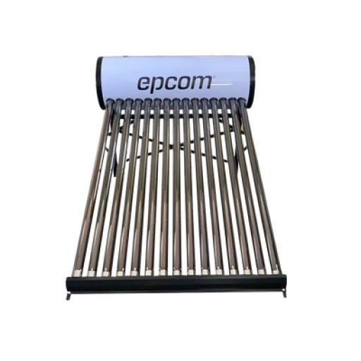 [EPCOM_STELPWH150] Epcom Bóiler Solar de 150L, Baja Presión con 15 Tubos de Vacío de Mayor Resistencia y Termotanque Inoxidable de Grado Alimenticio 150 L Resistentes a Granizo de Hasta 25 mm/ l, Incluye Anodo de Magnesio