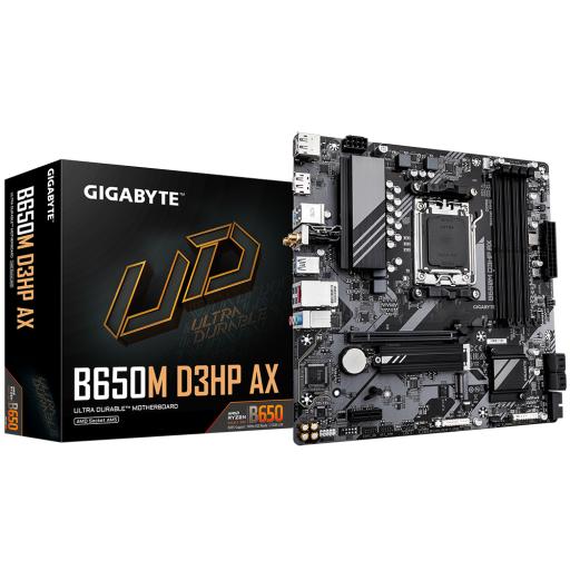 [GIGABYTE_B650M D3HP AX] Gigabyte Tarjeta Madre Gigabyte B650M D3HP 4xDDR5 256GB 8000Mhz HDMI DP USB-C M.2 PCIe 4.0 S AM5 Ryzen mATX Wi-Fi 6E