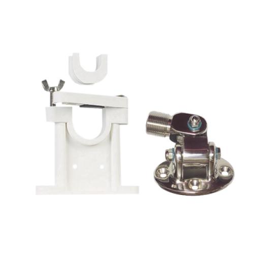 [SYSCOM_410R/2] Syscom Kit de montaje de acero inoxidable ajustable con soporte para antenas de 1" ó 1 1/2" de Diámetro. Rosca Estándar 1" x 14 Hilos.