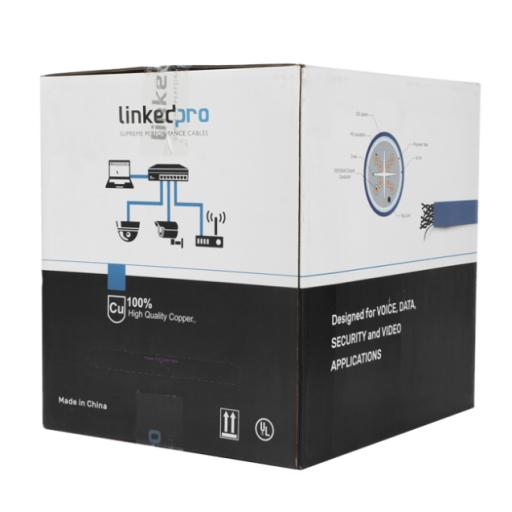 [LINKEDPROBYEPCOM_PRO-CAT6-S] LINKEDPRO BY EPCOM Bobina de cable de 305 metros Cat6+ Blindado F/UTP, CM, CALIBRE 23 ALTO RENDIMIENTO, ETL,UL, color azul, super flexible, para aplicaciones de video vigilancia, video HD, y redes de datos. Uso interior.